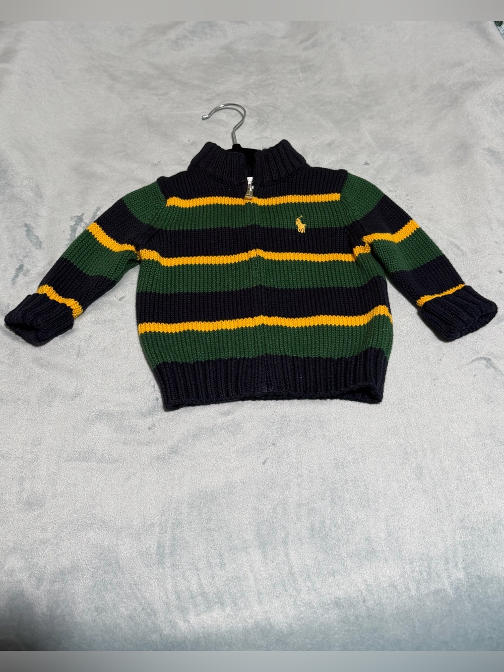 Authentic Ralph Lauren Navy, Green & Yellow Striped Sweater